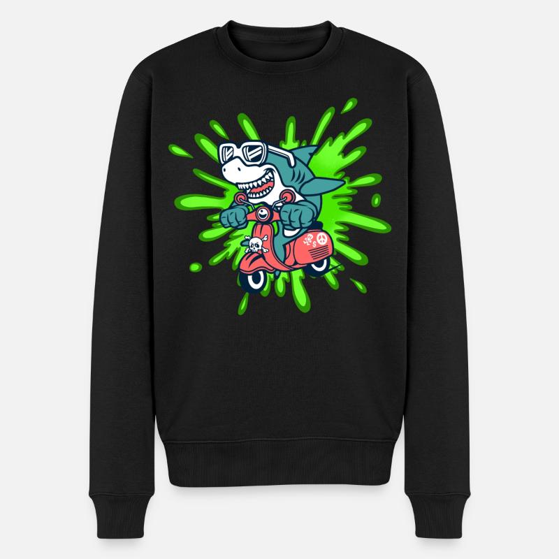 Shark Funny Vélomoteur Cyclomoteur Roller Comic - Pull Premium bio Homme - noir