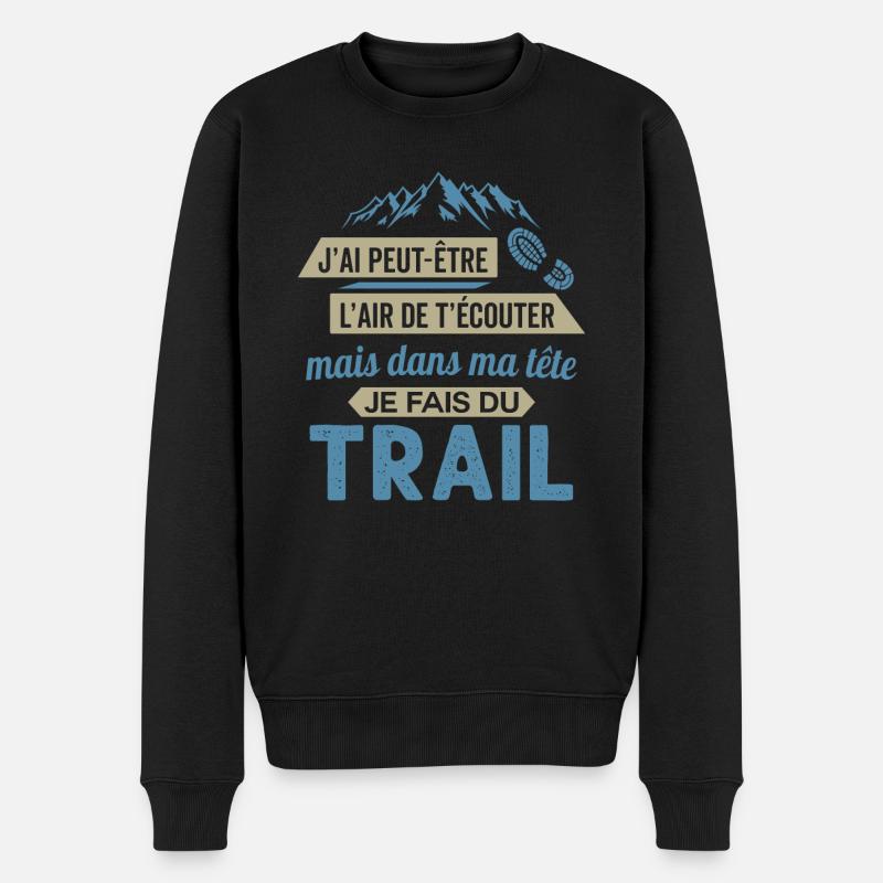 je fais du trail running - Pull Premium bio Homme - noir
