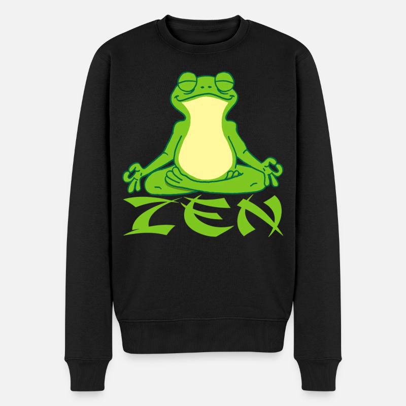 Frosch und Yoga - Männer Premium Bio Pullover - Schwarz