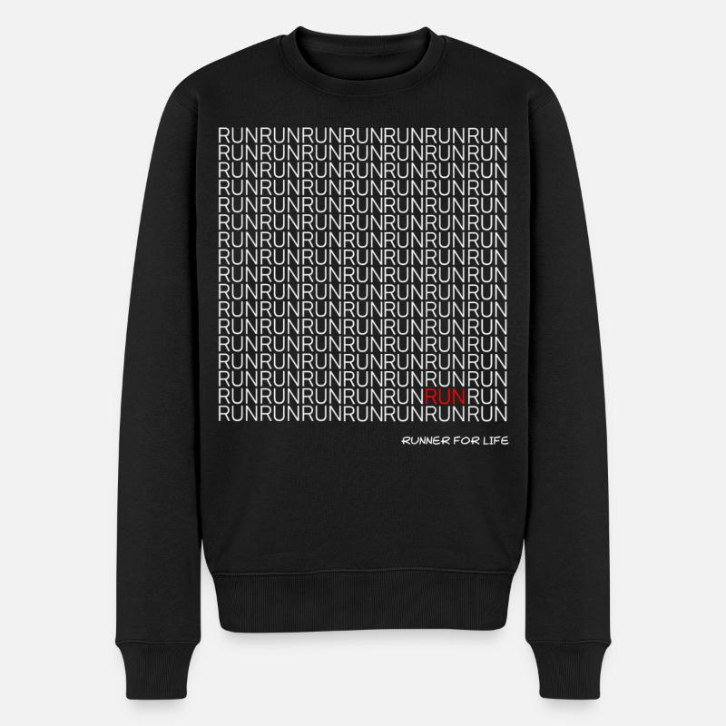 Run Run Run pattern with red accent - Men's Premium Organic Jumper - black