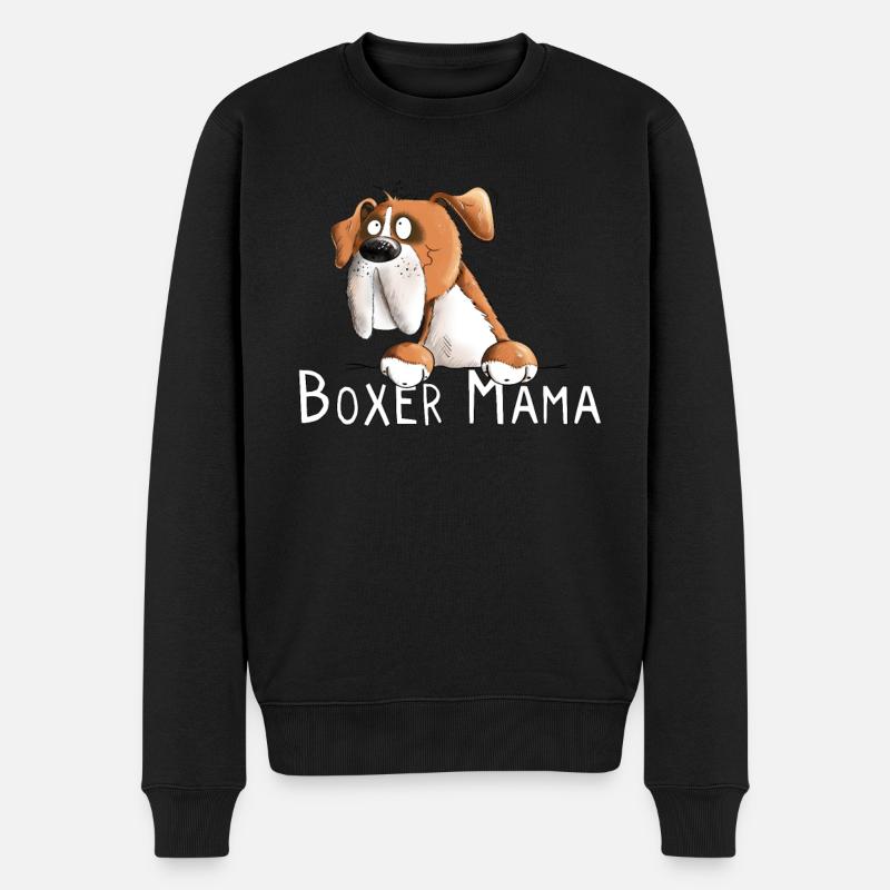 Happy Deutscher Boxer Mama I Hunde Frauchen - Männer Premium Bio Pullover - Schwarz