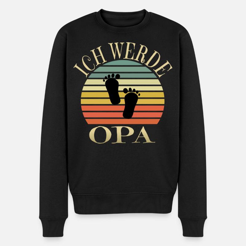 Ich werde Opa - Männer Premium Bio Pullover - Schwarz