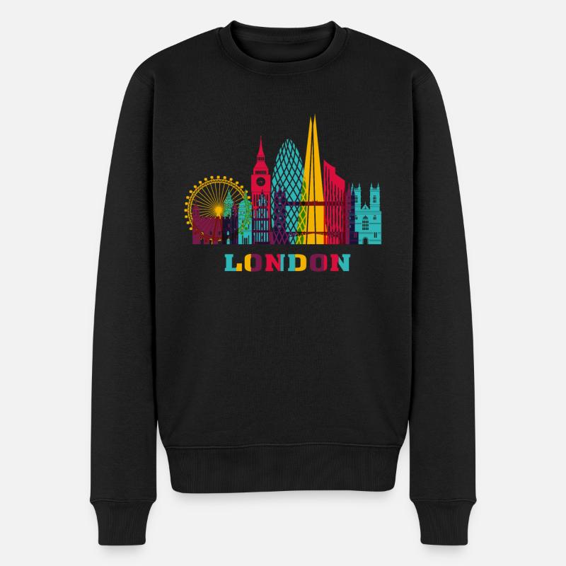 Londres City Skyline Angleterre Landmark - Pull Premium bio Homme - noir