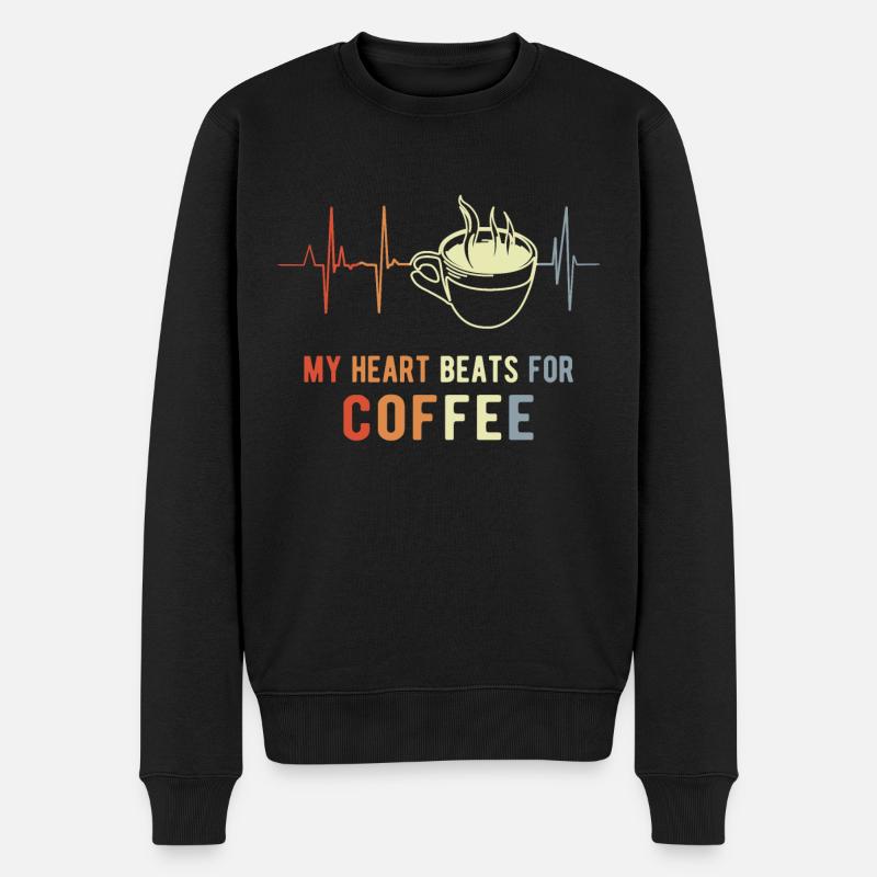 Kaffee Herzschlag - Männer Premium Bio Pullover - Schwarz