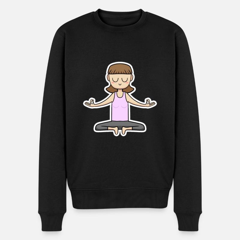 Dessin animé de méditation - Pull Premium bio Homme - noir