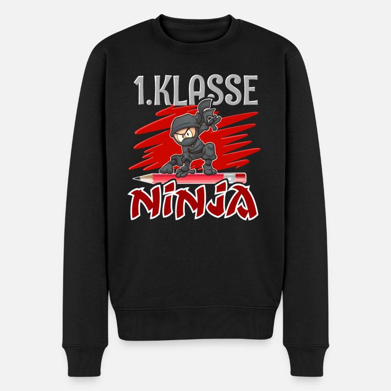 1. Klasse Ninja Einschulung - Männer Premium Bio Pullover - Schwarz