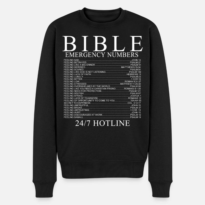 numéros d'urgence de la Bible - Pull Premium bio Homme - noir