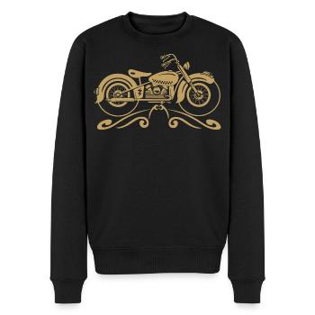 Vintage-Motorrad mit Filigran - Männer Premium Bio Pullover - Schwarz - Vorne - Nico (187cm)