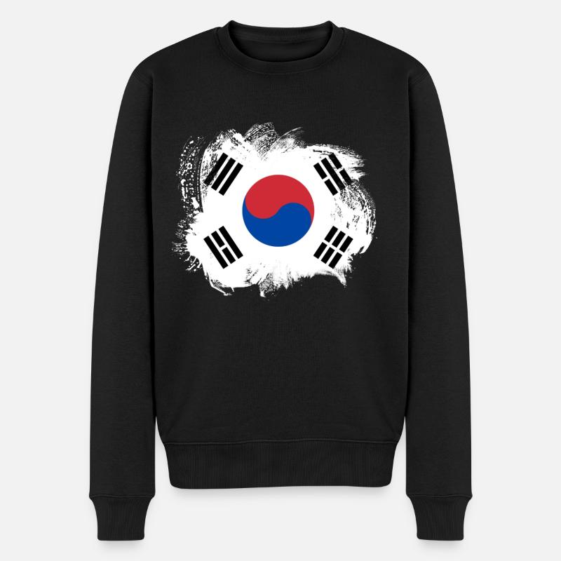 SouthKorea-Flagge - Männer Premium Bio Pullover - Schwarz