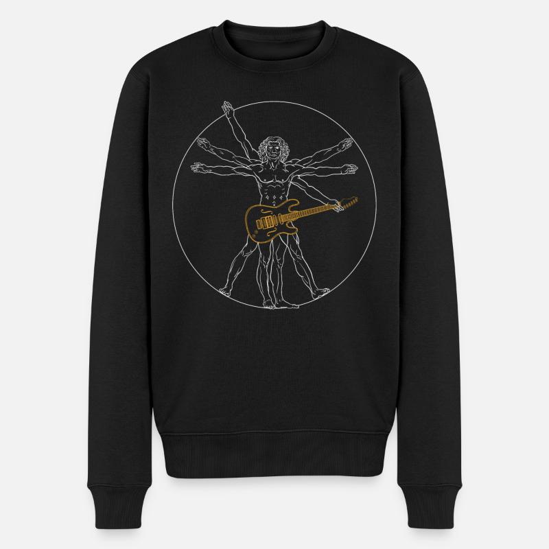 Gitarre Da Vinci - Guitar Rock Geschenk - Männer Premium Bio Pullover - Schwarz