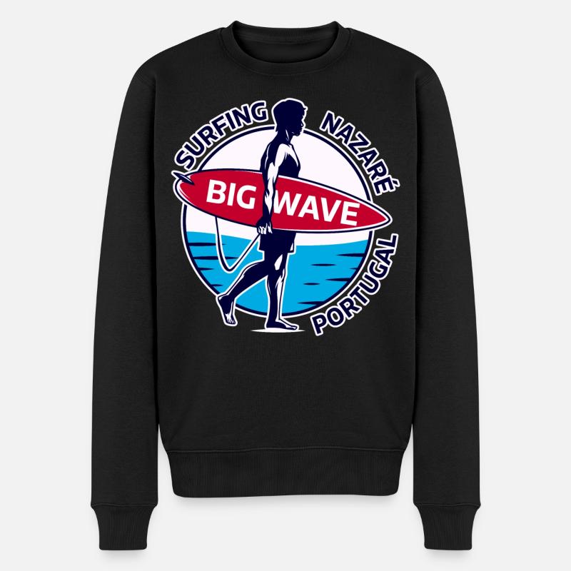 Surfen Nazaré Big Wave Portugal - Männer Premium Bio Pullover - Schwarz