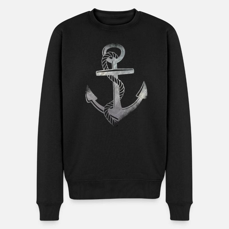 Anker - Männer Premium Bio Pullover - Schwarz