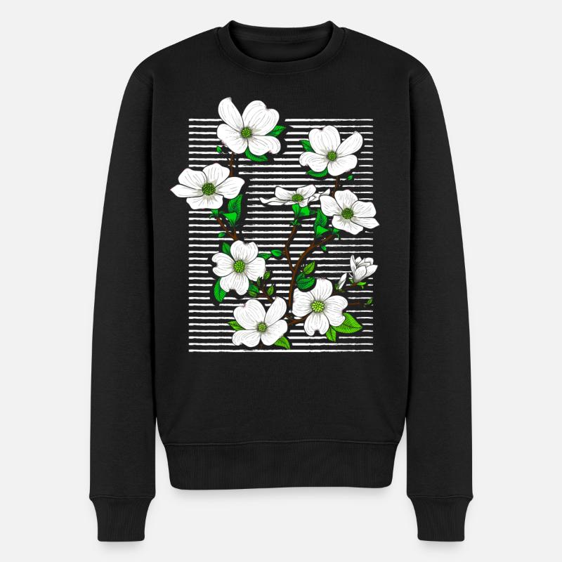 Blumen - Flora - Fleur - Frühling - Sommer - Männer Premium Bio Pullover - Schwarz