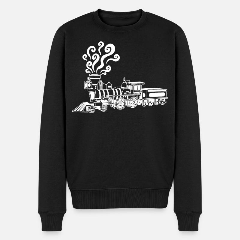 Vintage weiße Lokomotive - Männer Premium Bio Pullover - Schwarz
