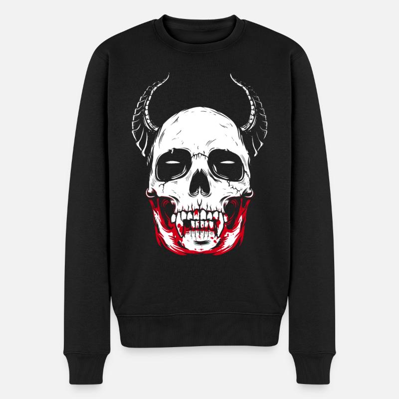 Crâne d'horreur squelette de vampire - Pull Premium bio Homme - noir