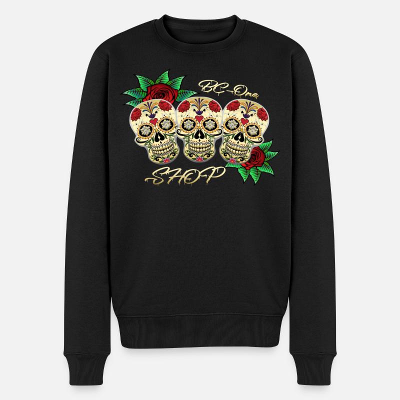 Totenköpfe - Männer Premium Bio Pullover - Schwarz