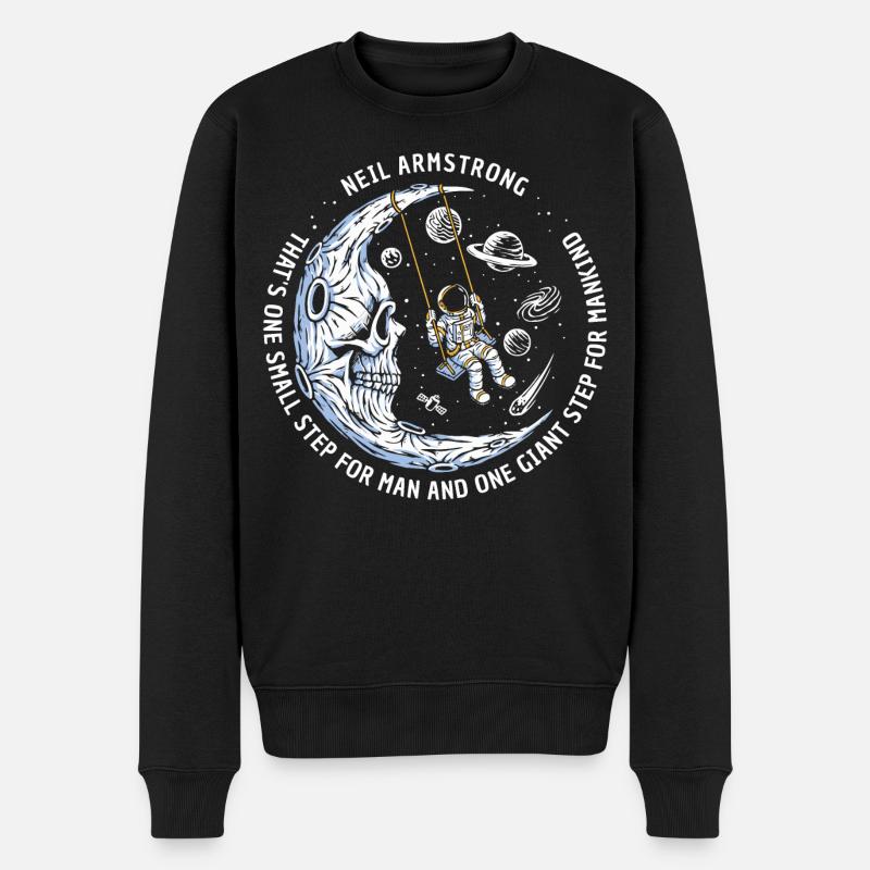 lune astronautes étoiles spatiales - Pull Premium bio Homme - noir