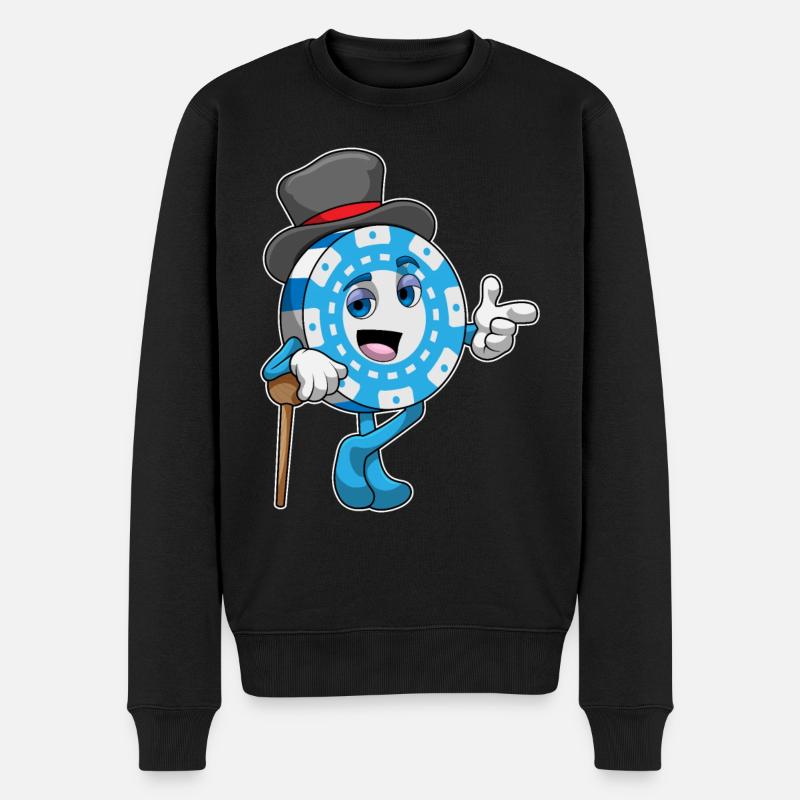 Pokern mit Pokerchips - Männer Premium Bio Pullover - Schwarz