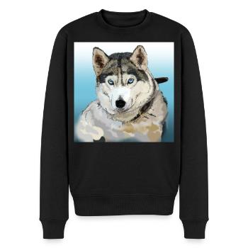 Husky - Männer Premium Bio Pullover - Schwarz - Vorne - Nico (187cm)