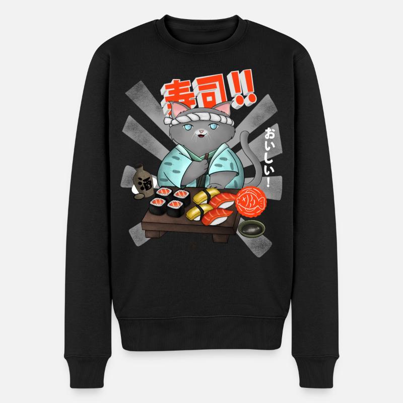 Sushi Cat Chef - Pull Premium bio Homme - noir