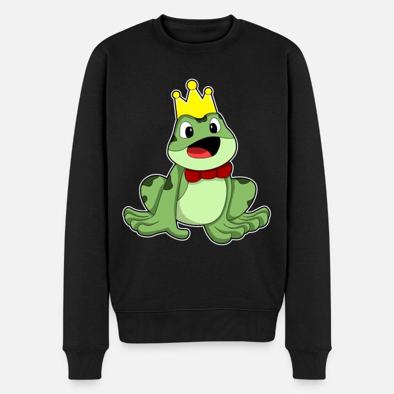 Frosch Krone - Männer Premium Bio Pullover - Schwarz