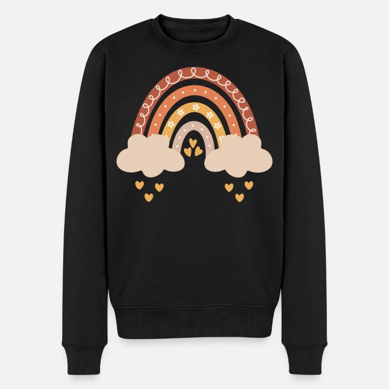 Boho Regenbogen Naturtöne Baby Babyparty Geschenk - Männer Premium Bio Pullover - Schwarz