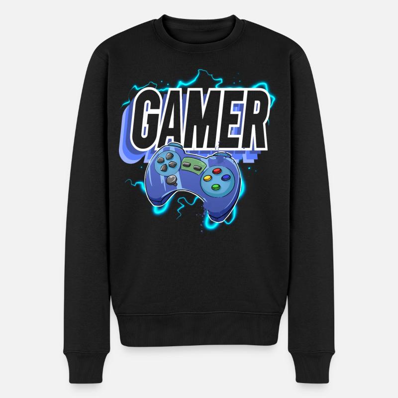 Gamer Gaming Zocken Zocker - Männer Premium Bio Pullover - Schwarz
