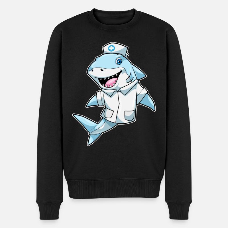 Hai Krankenschwester - Männer Premium Bio Pullover - Schwarz