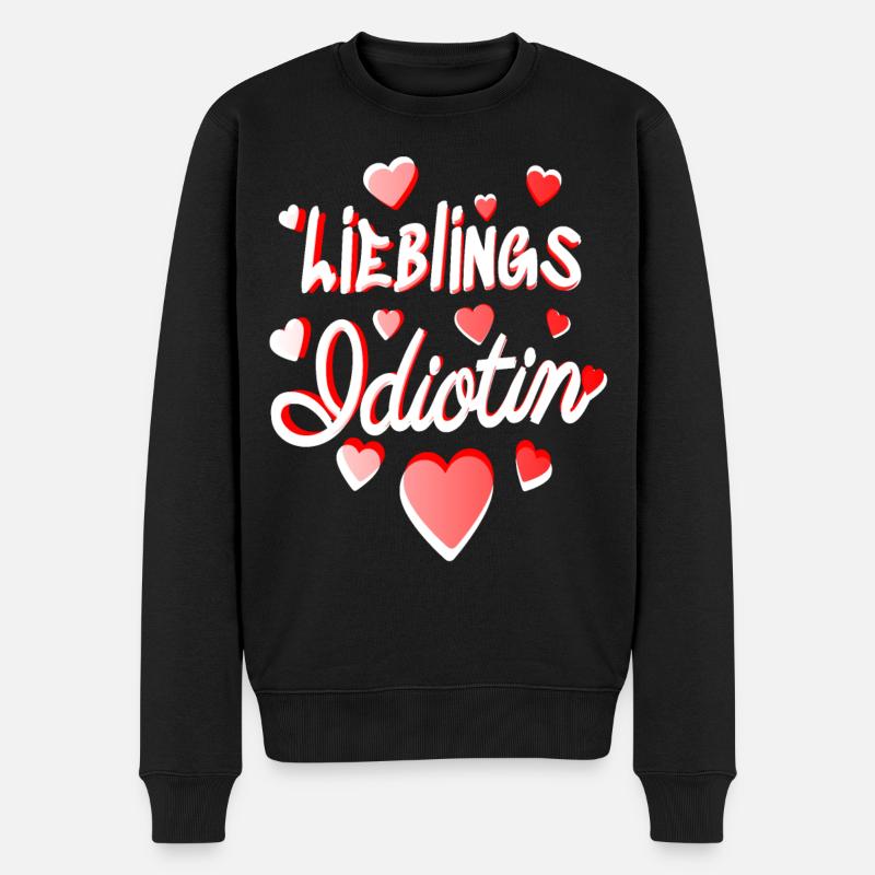 lieblings idiotin lustiger Spruch beste Freundin - Männer Premium Bio Pullover - Schwarz