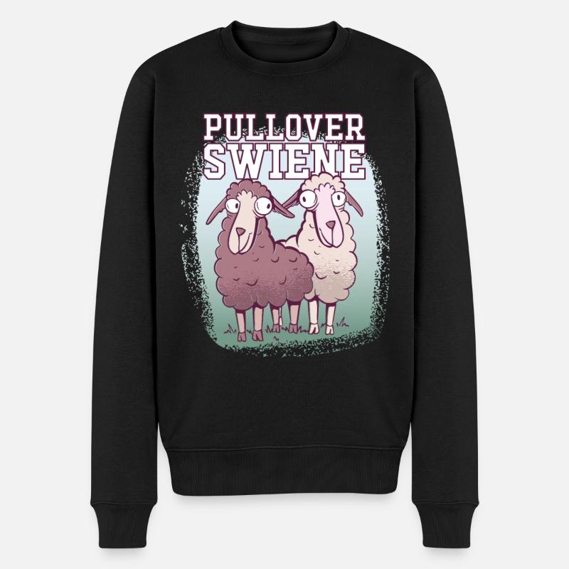 Pulloverswiene Plattdeutsch Ostfriesisch Schafe - Männer Premium Bio Pullover - Schwarz