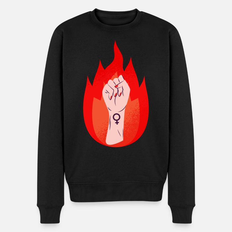 Frauen Zeichen Feminismus Faust - Männer Premium Bio Pullover - Schwarz