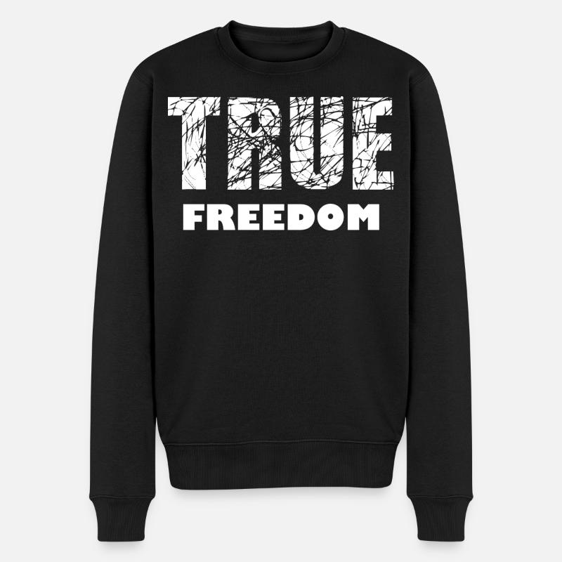 Freiheit und Frieden - Männer Premium Bio Pullover - Schwarz