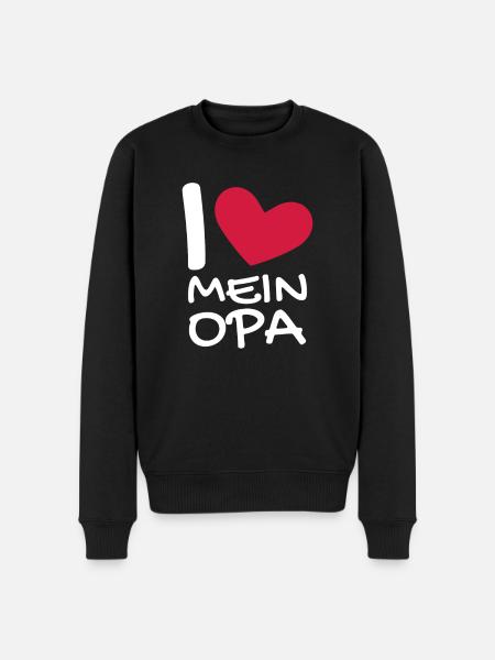 Ich liebe mein Opa - Männer Premium Bio Pullover - Schwarz