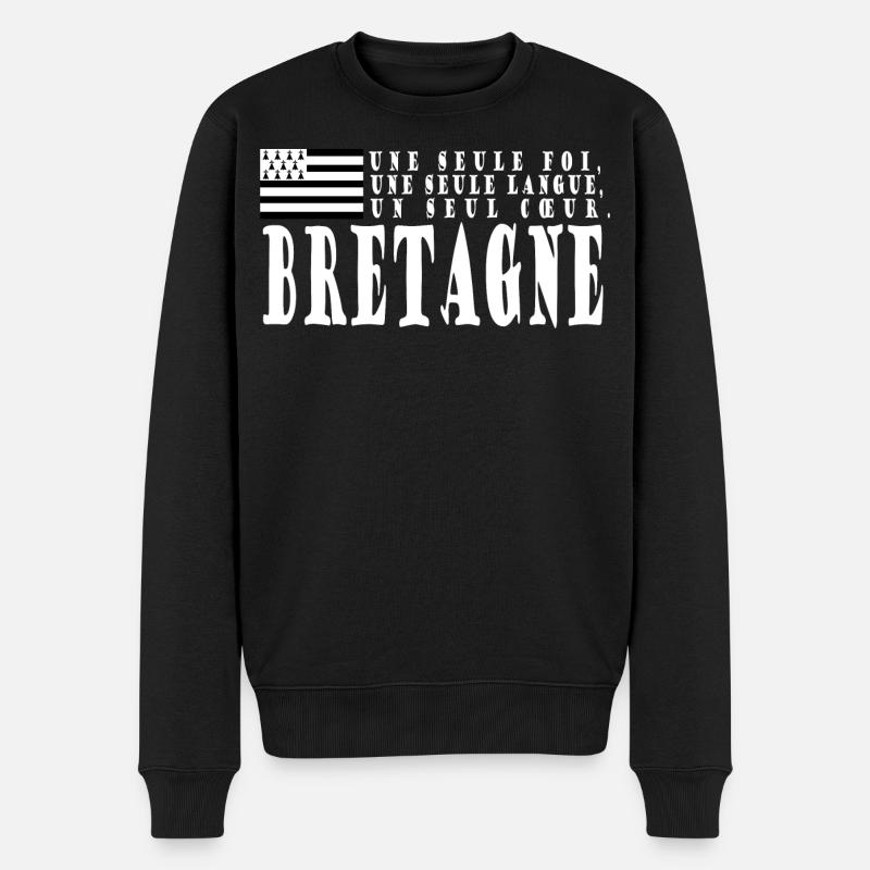 Idée cadeau Bretagne. Proverbe et drapeau Breton - Pull Premium bio Homme - noir