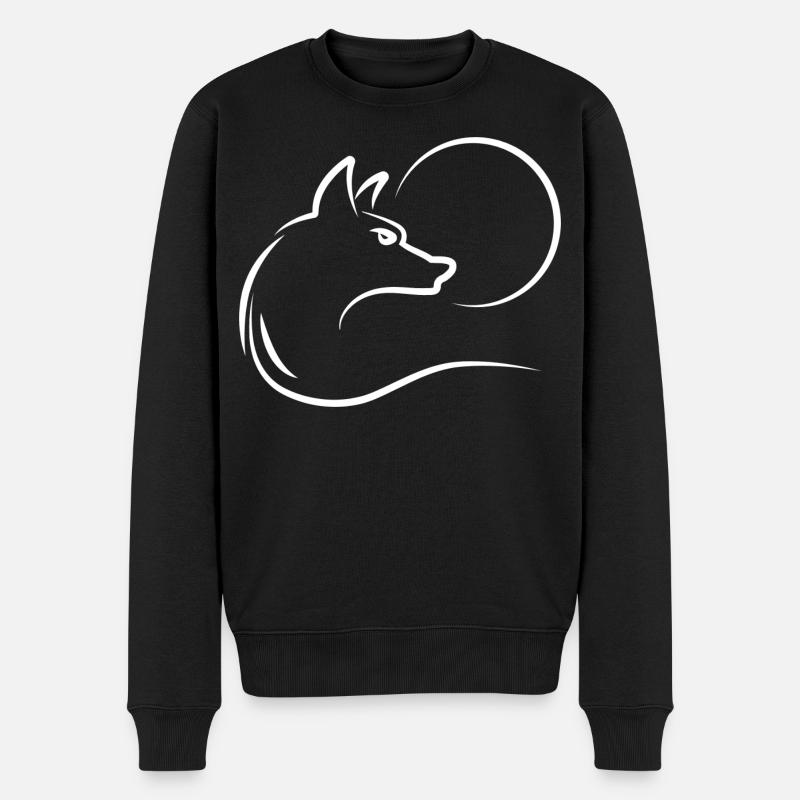 Loup à la pleine lune - Pull Premium bio Homme - noir