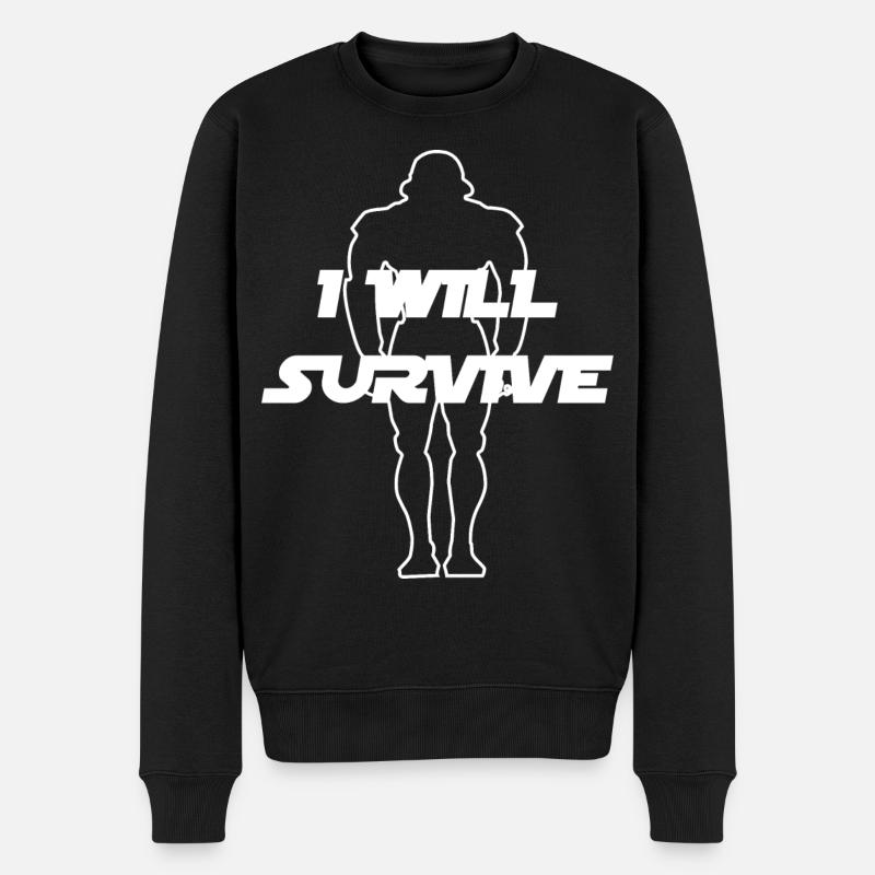 Clone i will überleben Humor - Männer Premium Bio Pullover - Schwarz