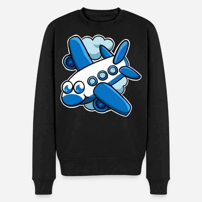 Flugzeug - Männer Premium Bio Pullover - Schwarz