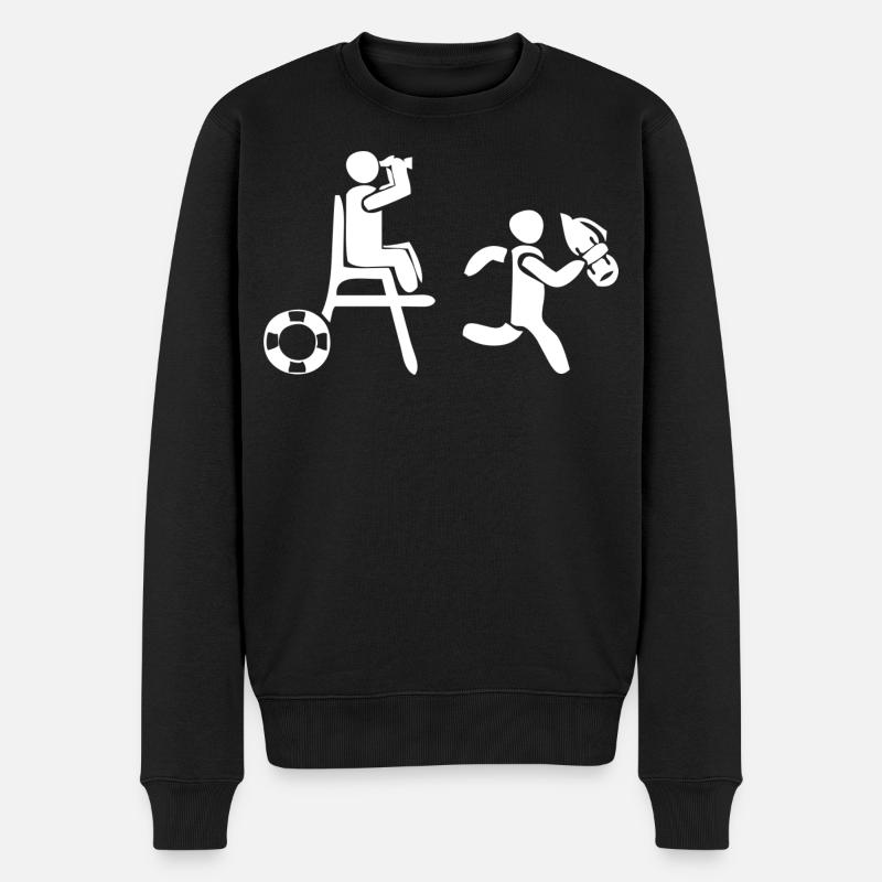 Rettungsschwimmer - Männer Premium Bio Pullover - Schwarz