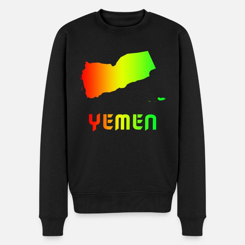 Jemen Regenbogen Landkarten Design / Geschenk - Männer Premium Bio Pullover - Schwarz