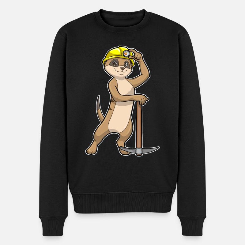 Suricate comme mineur avec pioche - Pull Premium bio Homme - noir