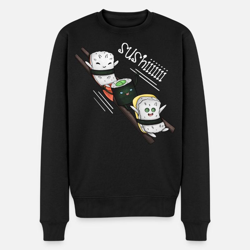 Sushi-Schlitten - Männer Premium Bio Pullover - Schwarz