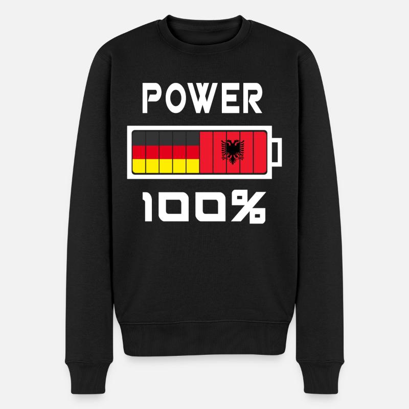 Deutschland und Albanien Power 100% - Männer Premium Bio Pullover - Schwarz