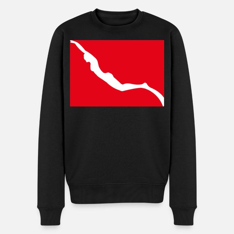 Drapeau d’apnée avec fille apnéiste - Pull Premium bio Homme - noir