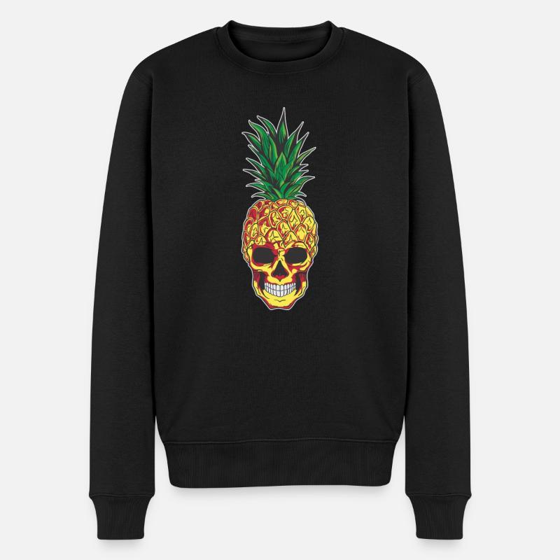 Ananas Crâne Aloha Plages Hawaïenne - Pull Premium bio Homme - noir