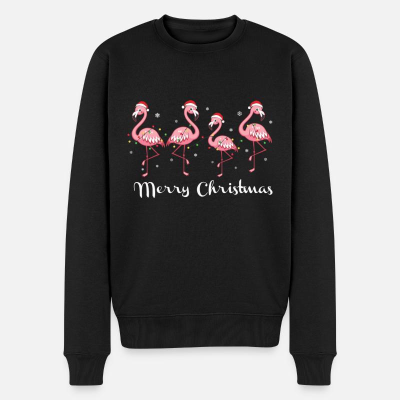 Joyeux Noël rose flamant rose - Pull Premium bio Homme - noir