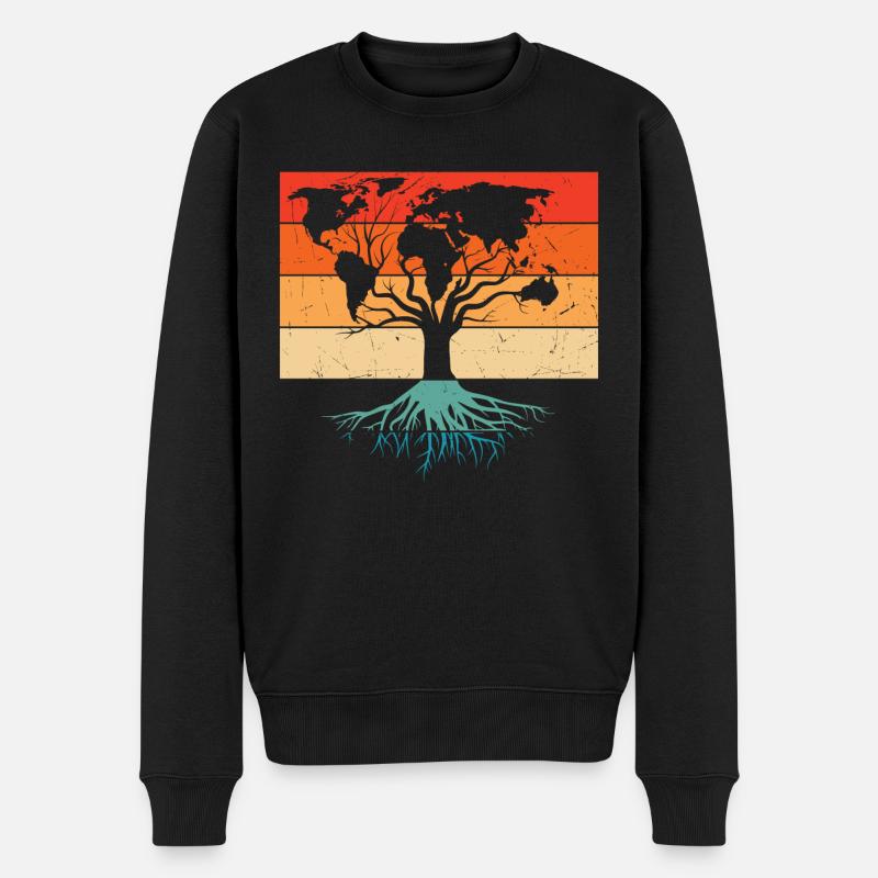 Earth Day Niedliche Weltkarte Baum Pro Pflanze - Männer Premium Bio Pullover - Schwarz