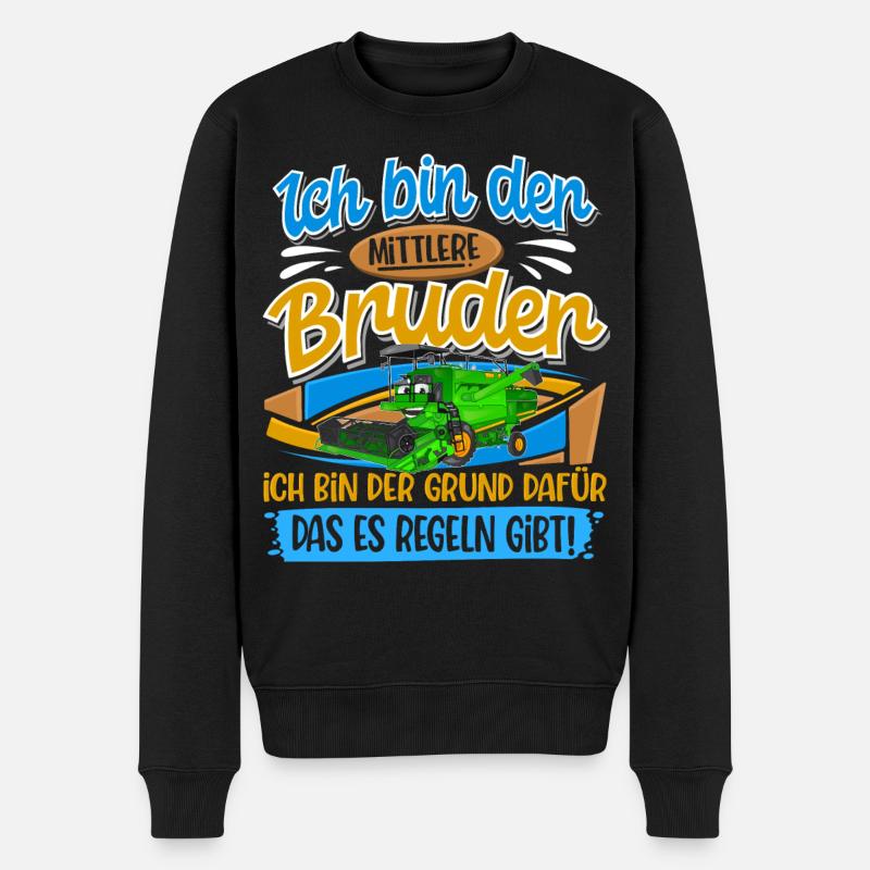 Mähdrescher Mittlerer Bruder - Männer Premium Bio Pullover - Schwarz