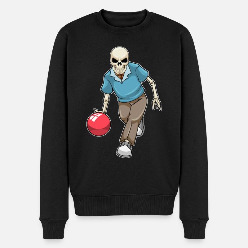 Skelett Bowling Bowlingkugel - Männer Premium Bio Pullover - Schwarz