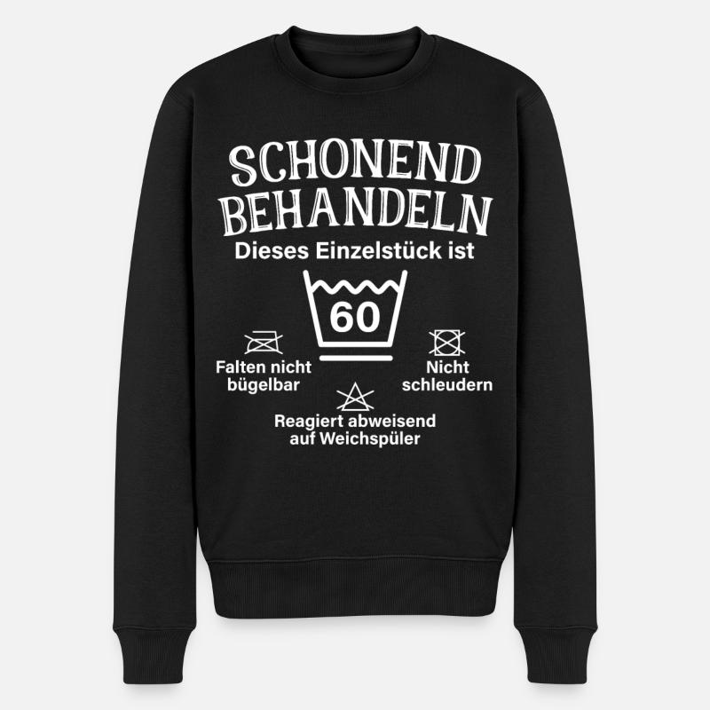 Schonend Behandeln Männer Geschenk 60. Geburtstag - Männer Premium Bio Pullover - Schwarz