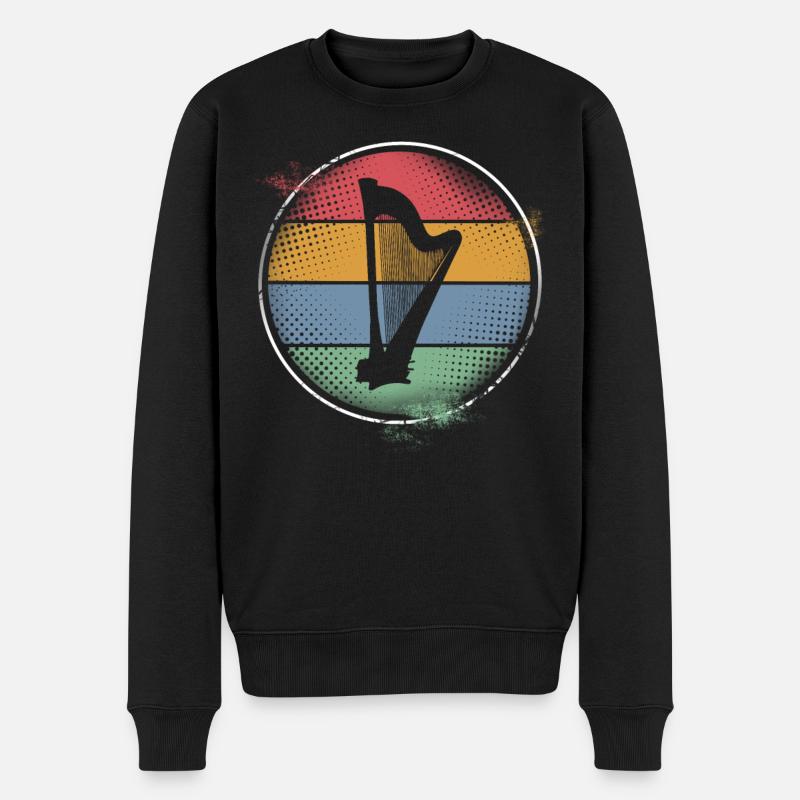 Harfe - Männer Premium Bio Pullover - Schwarz